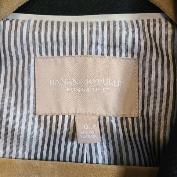 Banana Republic 2 Button Jacket Blazer Womens 0 Equestrian Preppy Wool Blend - Picture 9 of 13